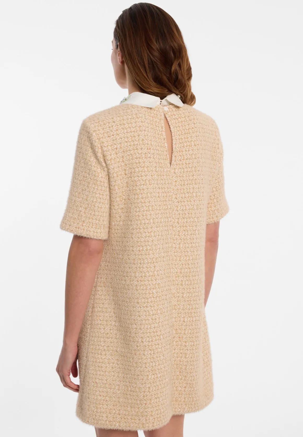 Bouclé Kurzarmkleid mit Kragen Enasa