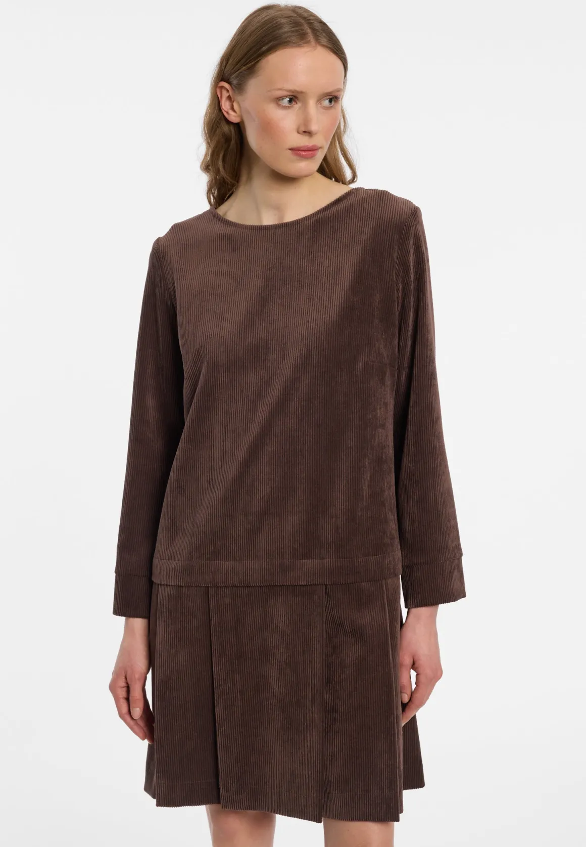 Cord-Kleid mit Faltenrock Enlivea