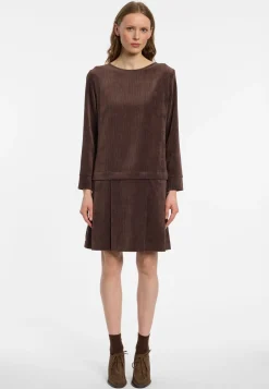 Cord-Kleid mit Faltenrock Enlivea