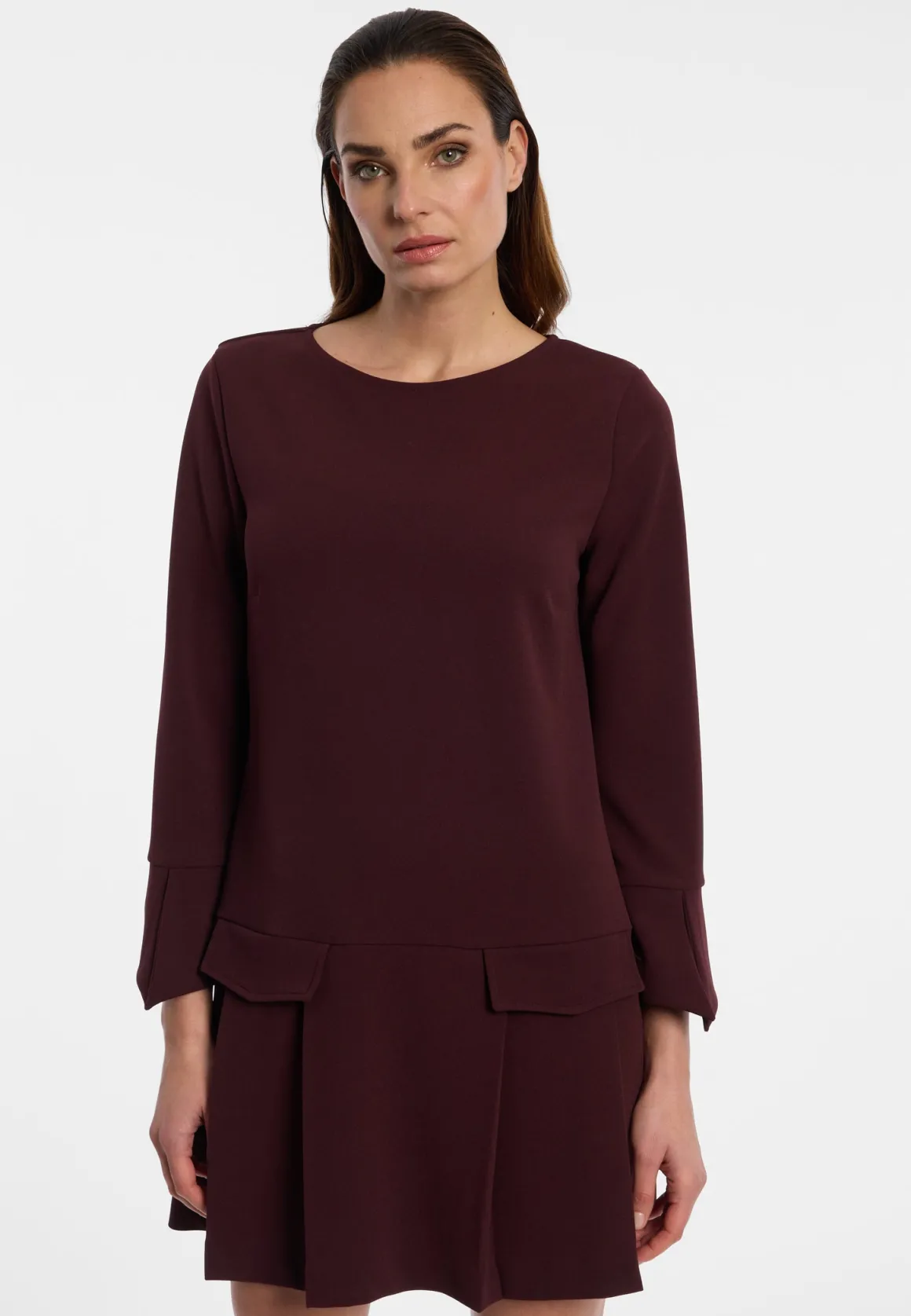 Krepp-Kleid mit Faltenrock Edria