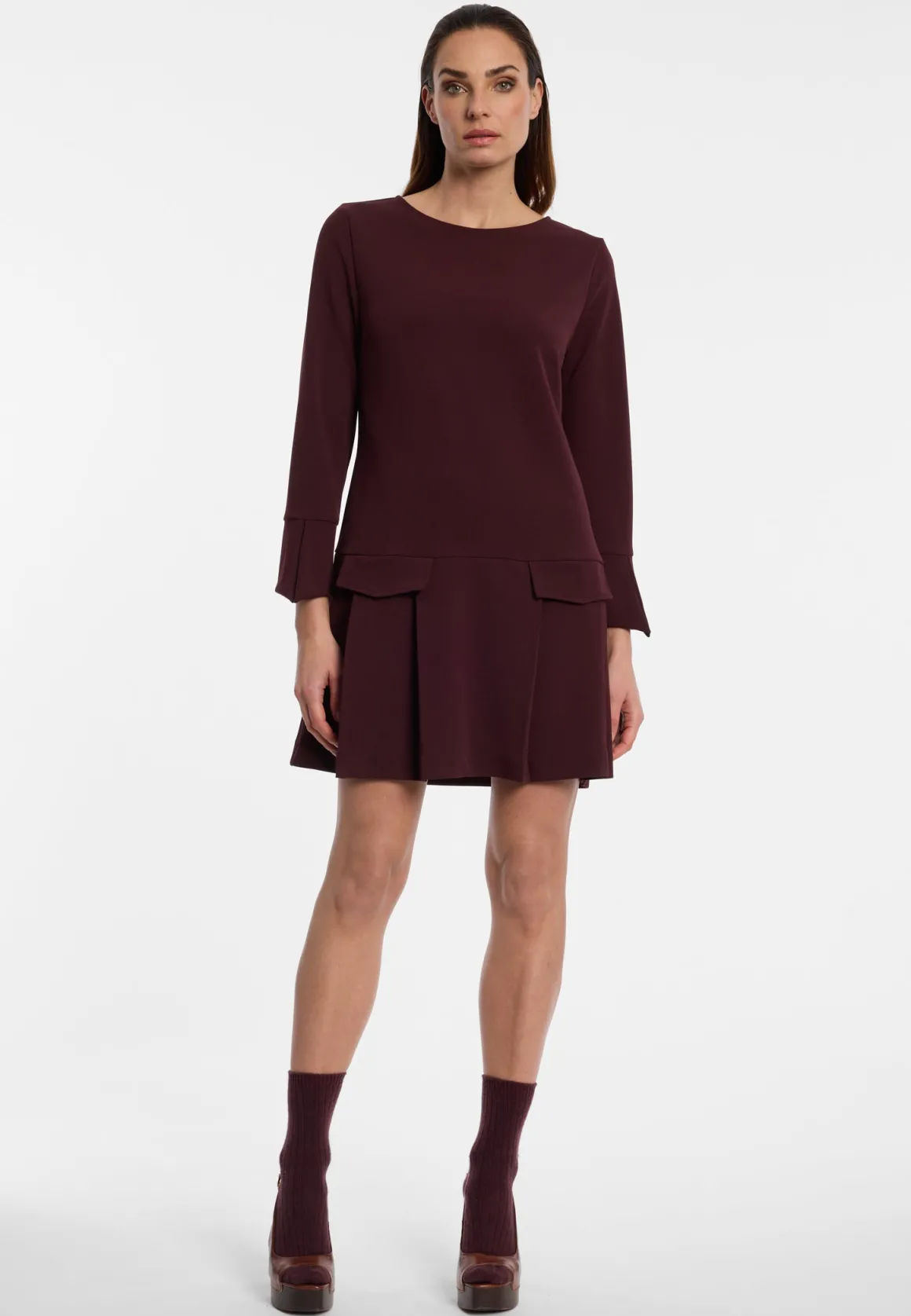 Krepp-Kleid mit Faltenrock Edria